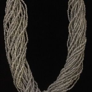 Vintage heavy beaded crystal blue necklace